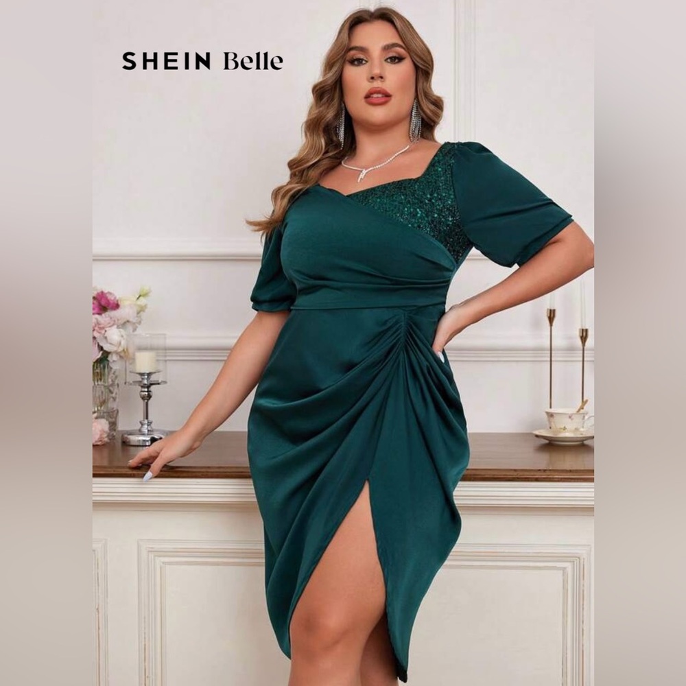 SHEIN hunter green curvy dress